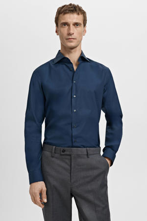 Slim zakelijk overhemd donkerblauw