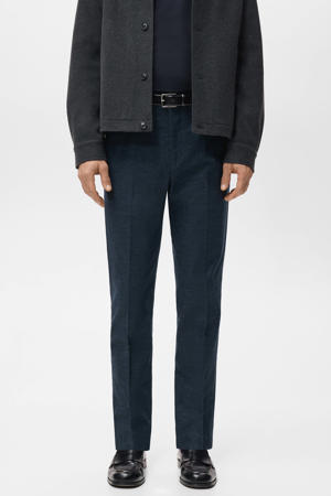 slim geruite chino donkerblauw