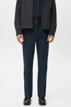 slim geruite chino donkerblauw