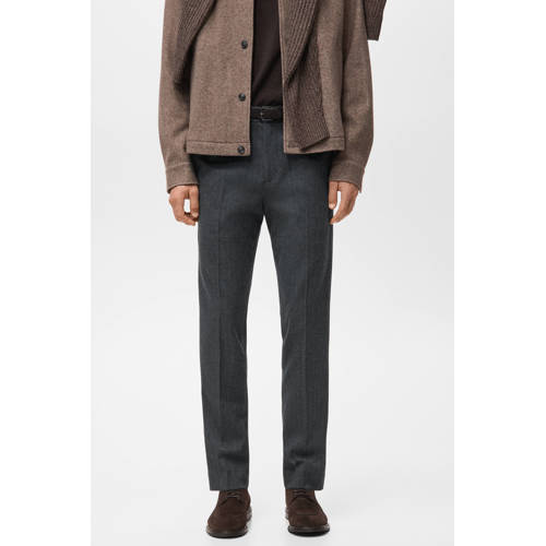 Mango Man slim chino met krijtstreep grijs afbeelding