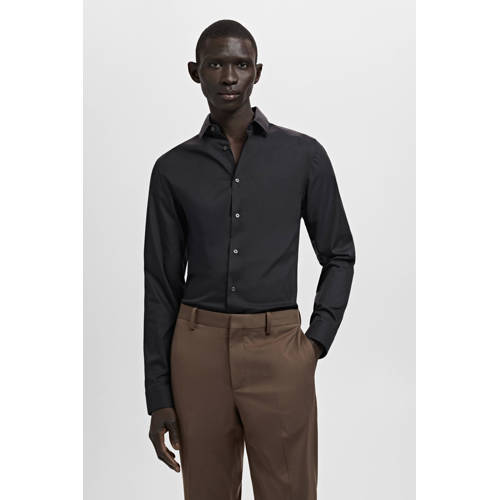 Mango Man Slim casual overhemd zwart afbeelding