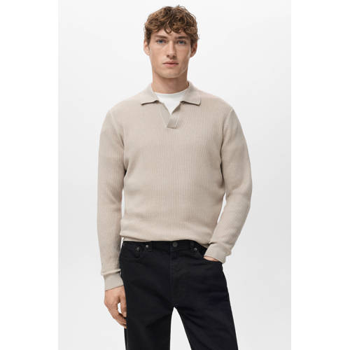 Mango Man trui gebreid beige afbeelding