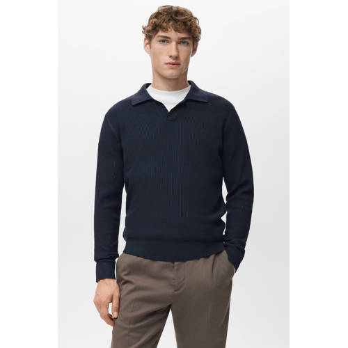 Mango Man trui gebreid donkerblauw afbeelding