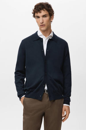 gebreid vest met wol donkerblauw