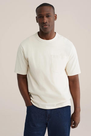 relaxed T-shirt met textuur ecru