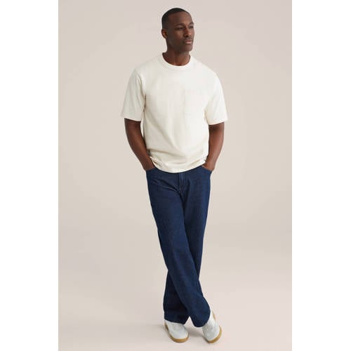 WE Fashion relaxed T-shirt met textuur ecru afbeelding