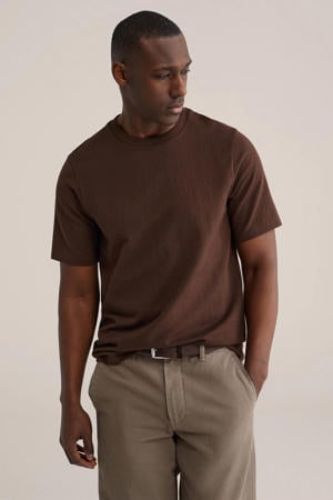 regular T-shirt met textuur donkerblauw