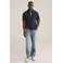 WE Fashion regular polo met textuur donkerblauw