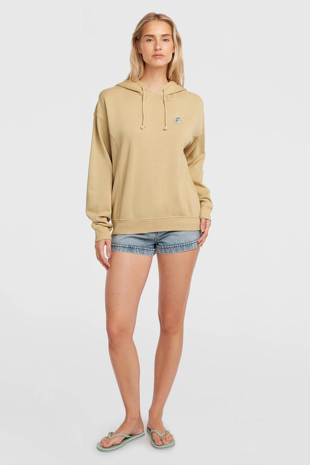 Zandkleurige dames O'Neill hoodie van katoen met backprint, lange mouwen en capuchon