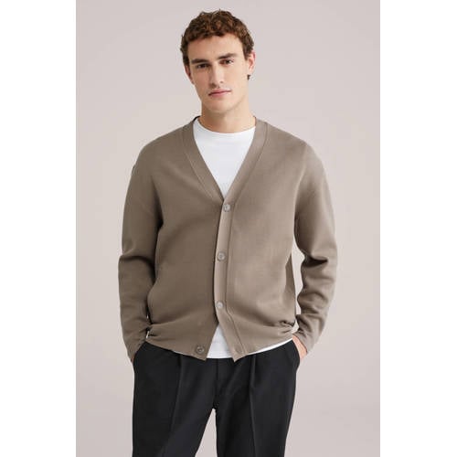 WE Fashion vest fijn gebreid taupe afbeelding