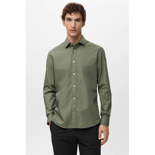 Mango Man Regular casual overhemd beige - kaki afbeelding