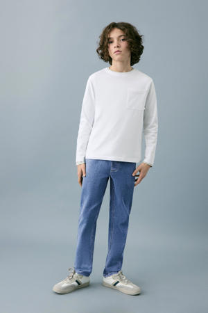 tapered jeans medium blue denim