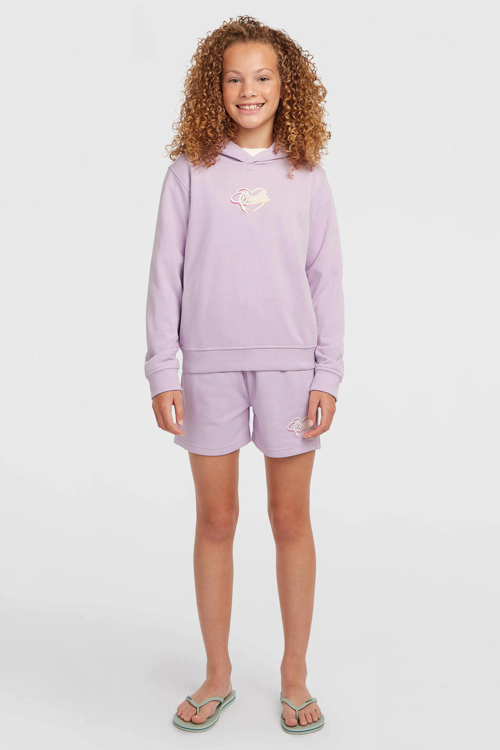 Lilakleurige meisjes O'Neill hoodie van sweat materiaal met effen, lange mouwen en ronde hals