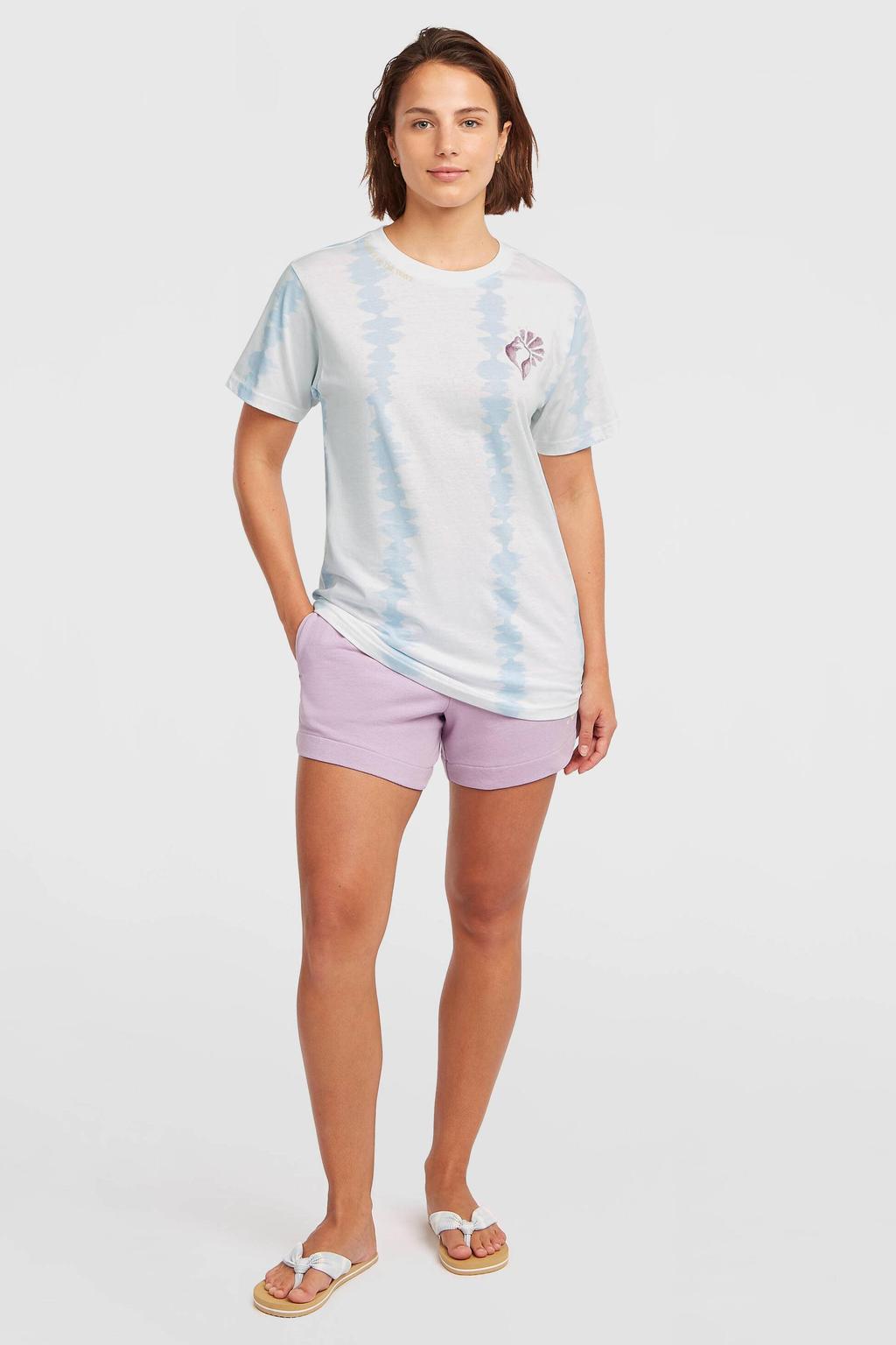 Wit en blauwe dames O'Neill T-shirt van katoen met backprint, korte mouwen en ronde hals
