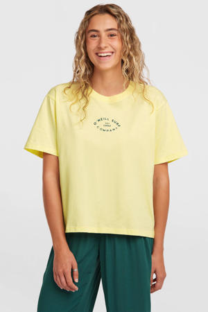 T-shirt met backprint lichtgeel