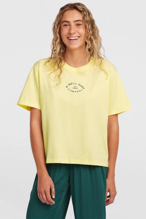 T-shirt met backprint lichtgeel