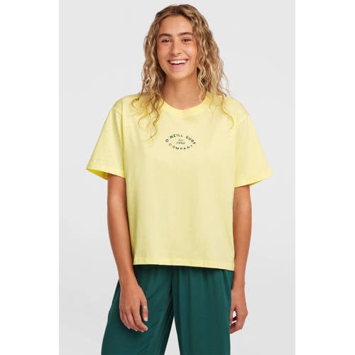 O'Neill T-shirt met backprint lichtgeel afbeelding