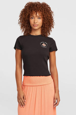 T-shirt zwart rib gebreid