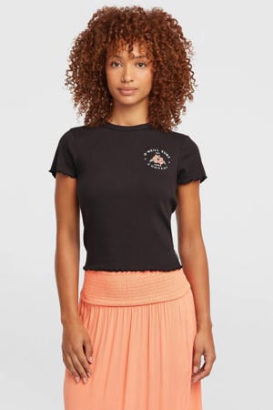 T-shirt zwart rib gebreid