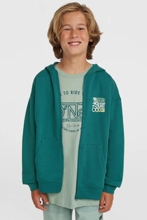 sweatvest met backprint donkergroen