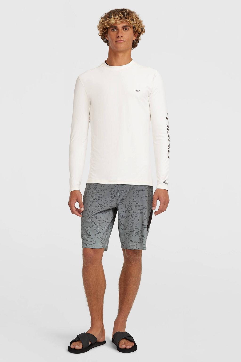Witte heren O'Neill UV T-shirt van polyester met effen, lange mouwen en ronde hals