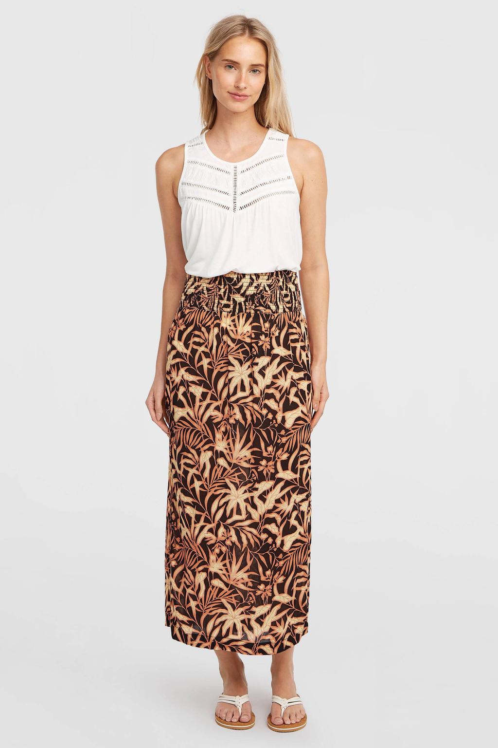 Multikleurige dames O'Neill gebloemde maxi rok gemaakt van viscose en met elastische tailleband