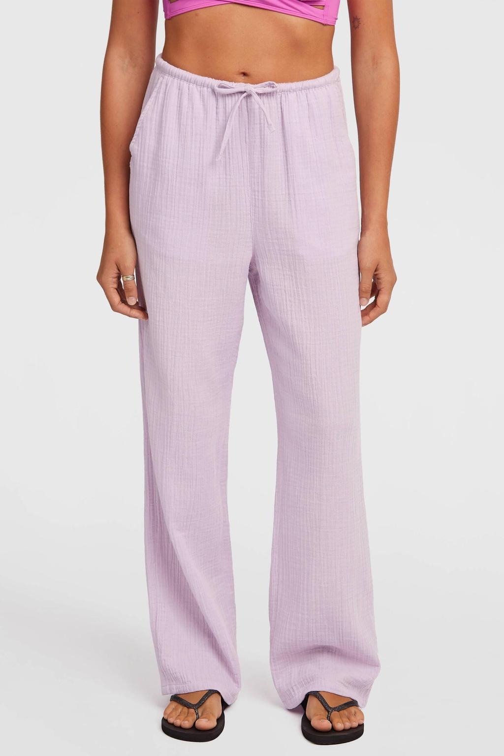 Lilakleurige dames O'Neill regular waist casual broek van katoen met effen