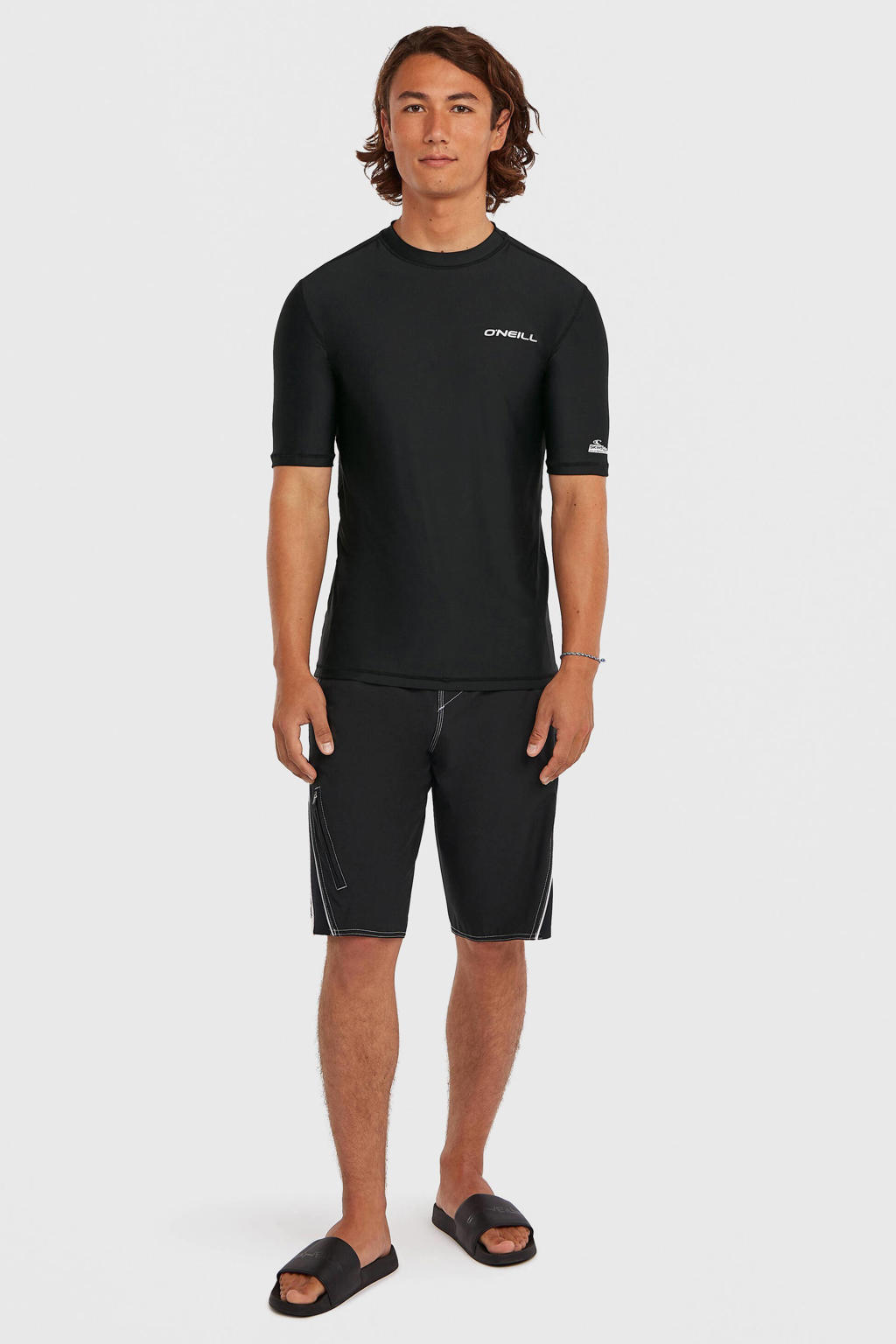 Zwarte heren O'Neill UV T-shirt van polyester met effen, korte mouwen en ronde hals