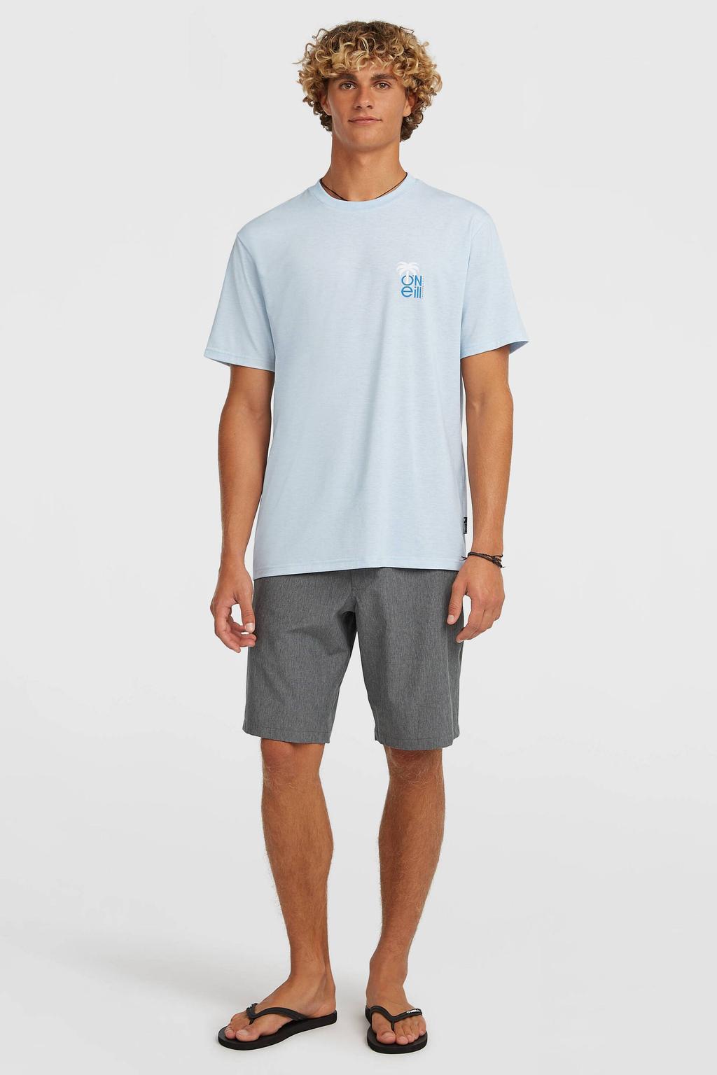 Lichtblauwe heren O'Neill T-shirt van polyester met korte mouwen en ronde hals
