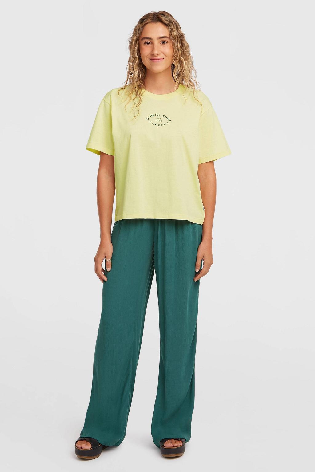 Groene dames O'Neill wide leg regular waist capri van viscose met effen