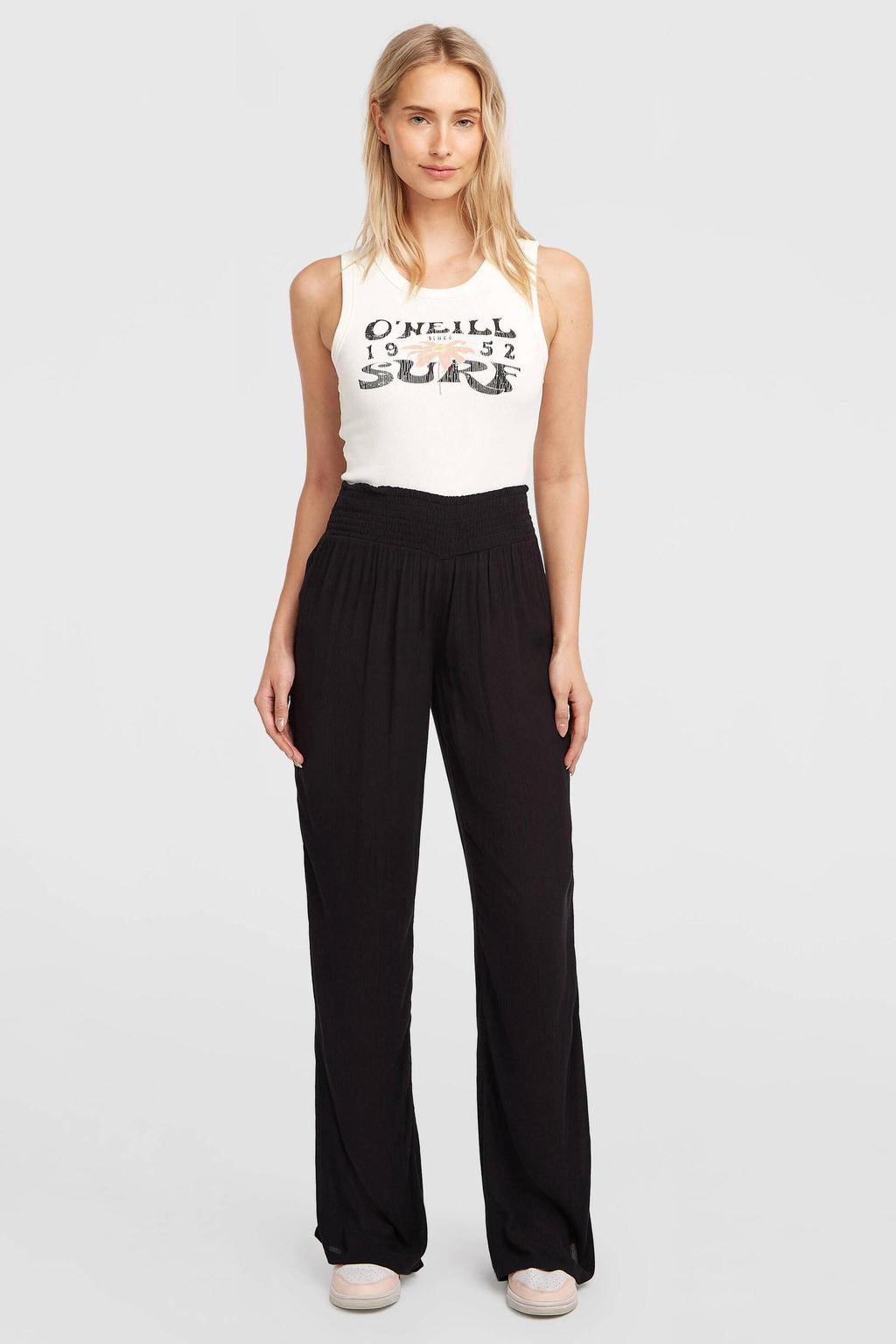 Zwarte dames O'Neill wide leg regular waist van viscose met effen