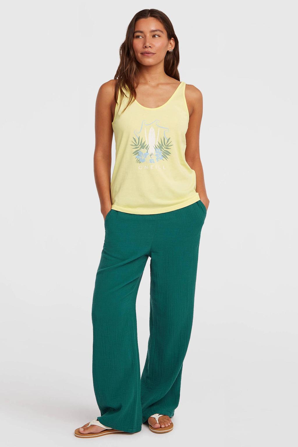 Groene dames O'Neill regular waist casual broek van katoen met effen