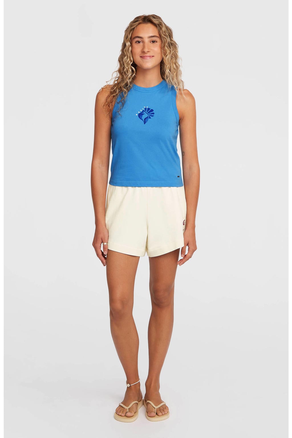 Beige dames O'Neill sportshort Women of the Wave met regular fit, regular waist, draaisluiting en effen