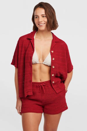 wide leg high waist casual short rood