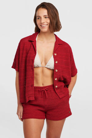 wide leg high waist casual short rood