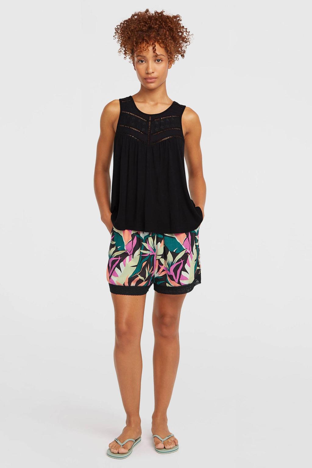 Multikleurige dames O'Neill straight regular waist strandshort van viscose met elastische tailleband met koord en effen