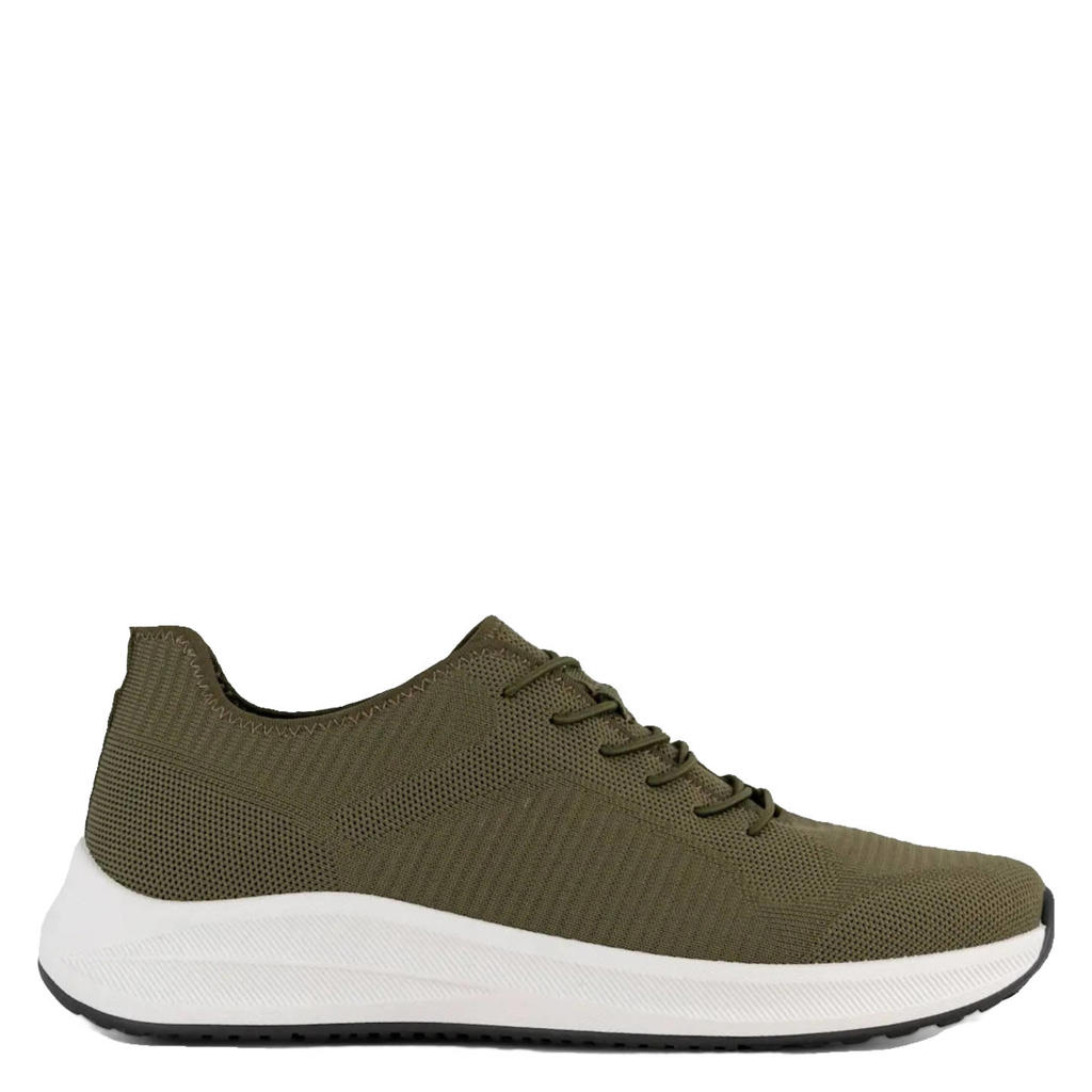 Kakikleurige heren Easy Street sneakers van rubber/textiel met veters