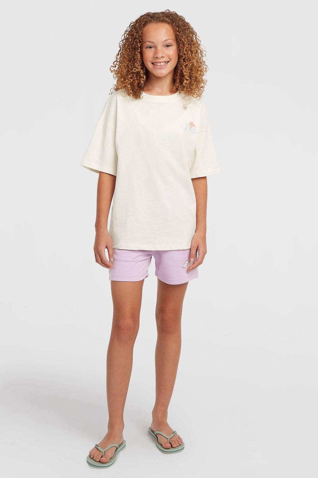 Lilakleurige meisjes O'Neill regular high waist sweatshort met elastische tailleband met koord en effen