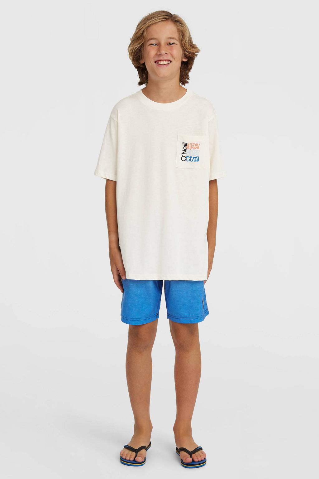 Ecru jongens O'Neill T-shirt van katoen met printopdruk, korte mouwen en ronde hals