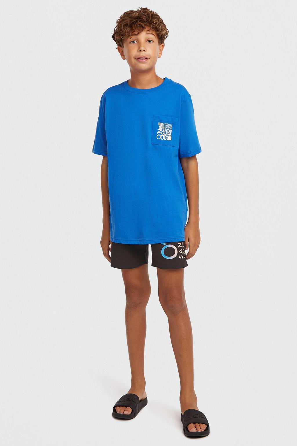 Blauwe jongens O'Neill T-shirt van katoen met printopdruk, korte mouwen en ronde hals