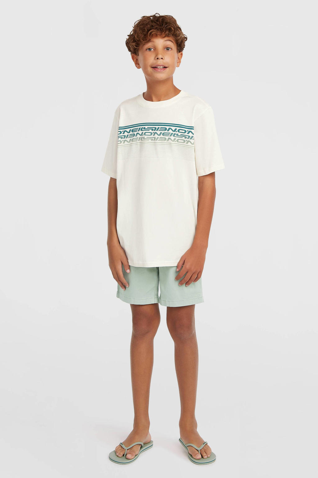 Witte jongens O'Neill T-shirt van katoen met printopdruk, korte mouwen en ronde hals