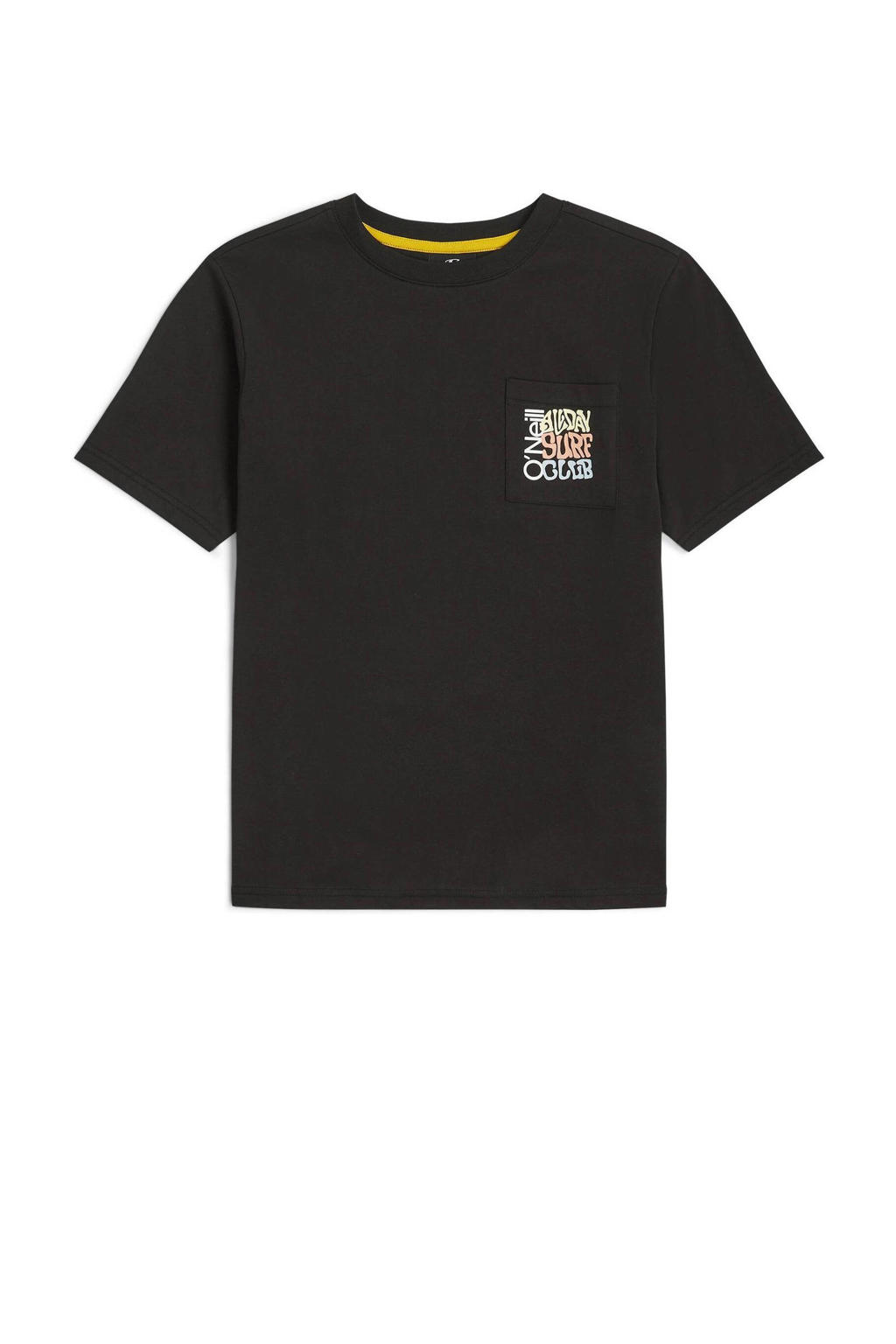 Zwarte jongens O'Neill T-shirt van katoen met printopdruk, korte mouwen en ronde hals