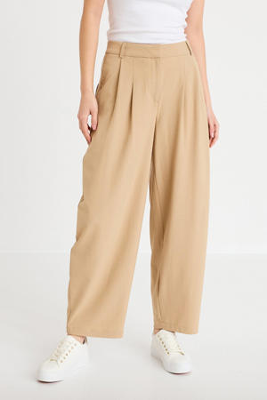barrel regular waist pantalon zand