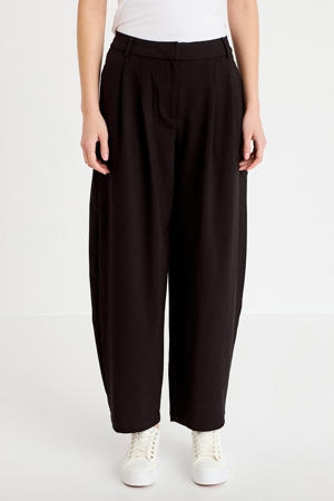 barrel regular waist pantalon zwart