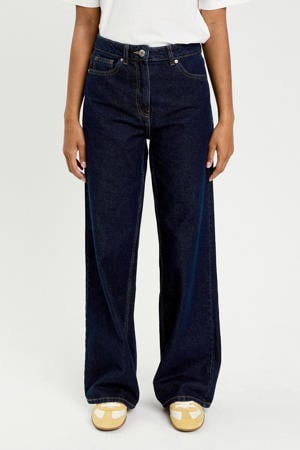 high waist wide leg jeans dark blue