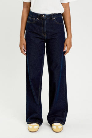 high waist wide leg jeans dark blue