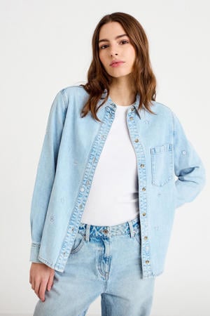 denim blouse light blue denim