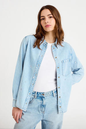 denim blouse light blue denim