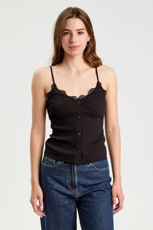 mouwloze top zwart