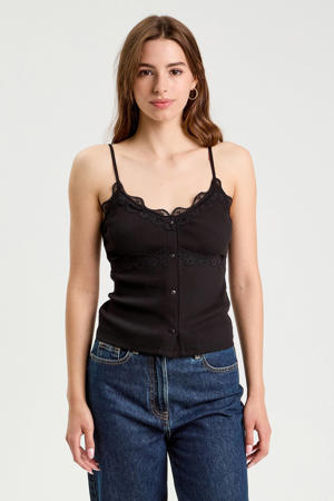 mouwloze top zwart